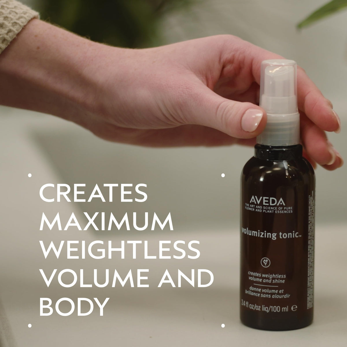 Aveda Volumizing Hair Tonic | Volume Spray for Fine and Medium Hair Types | Build Body + Shine | With Wheat Amino Acids and Certified Organic Aloe | 92% Naturally Derived*, 3.4 Fl Oz