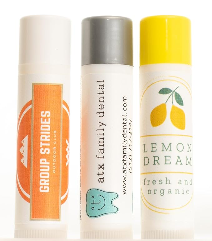Custom Dental Office Lip Balm with Personalized Labels | Patient Care Gift 100 Pack | Dental Practice Supplies