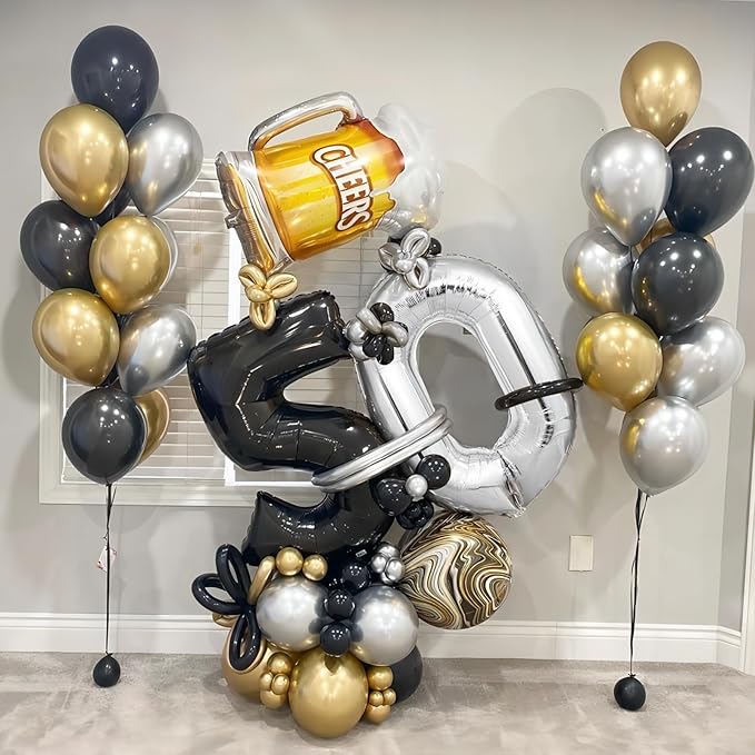 40 Inch Silver Number Balloons, Helium Mylar Foil Number Balloons for Birthdays, Number 0 Balloon for Party Wedding Bachelorette Birthday Bridal Shower Anniversary Celebration Party Decorations