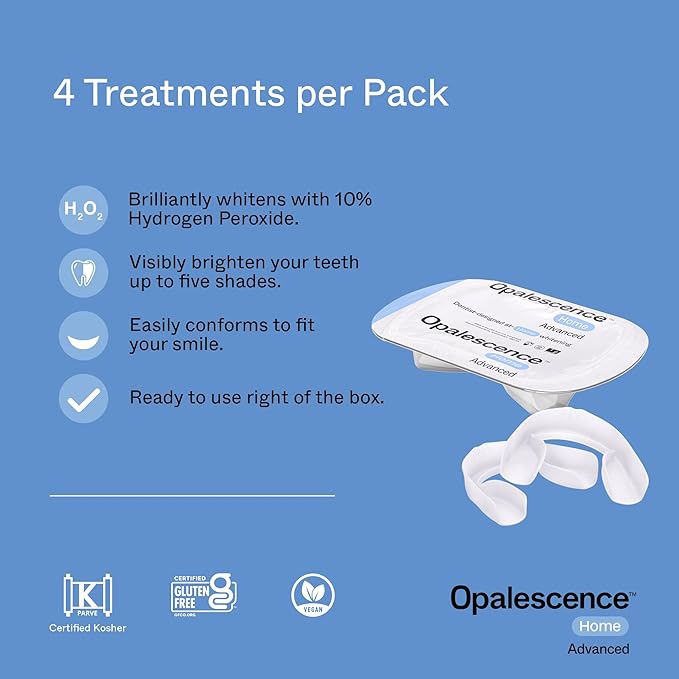 Opalescence GO Home Advanced Teeth Whitening Trays 10% (4 Treatments) Hydrogen Peroxide PF - Whitening Prefilled Kit - Developed by Leaders in Professional Whitening - 6005-T