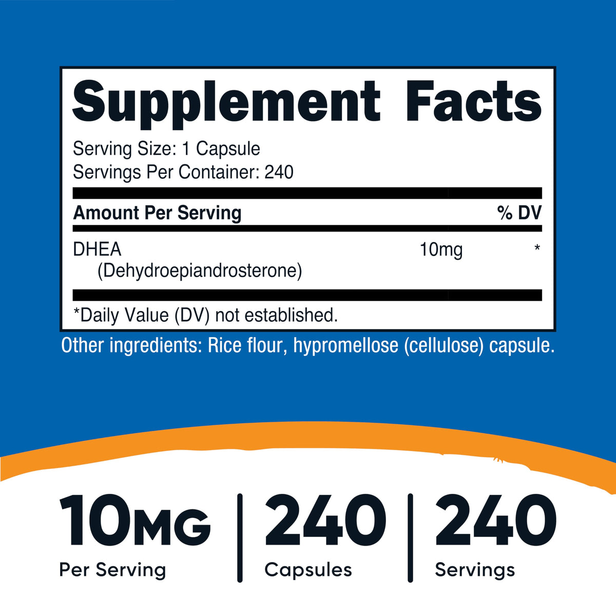 Nutricost DHEA (10mg) 240 Capsules - Dehydroepiandrosterone, Vegetarian-Friendly, GMO-Free