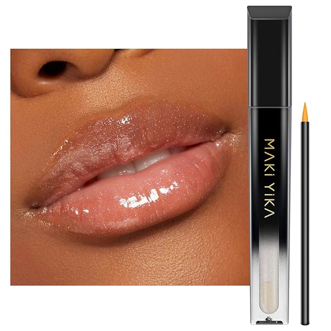 MAKI YIKA Clear Lip Gloss for Women Lip Plumper Gloss Tinted Glitter Lipgloss Moisturizing High Shine Plumping Lip Gloss, Pearl Gloss