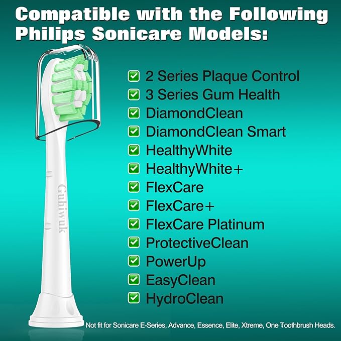 Guhiwuk Designed for Sonicare Replacement Heads, Electric Toothbrush Replacement Brush Heads Compatible with Philips Sonicare, 10 Pack, White