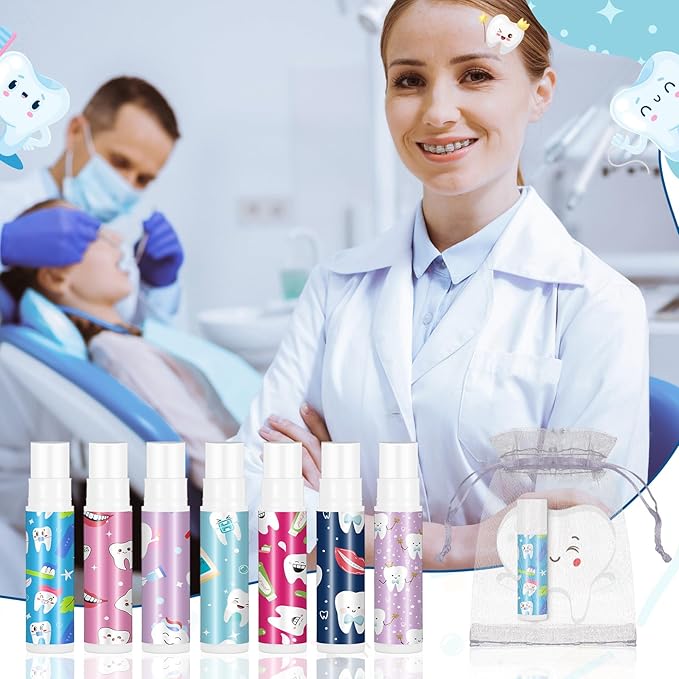 36 Set Dental Gift Teeth Lip Balm Tooth Shape Card Organza Bag Dentist Assistant Accessories Oral Dental Hygienist Stuff for Women Doctor Nurse Valentine's Day Birthday Party Favor