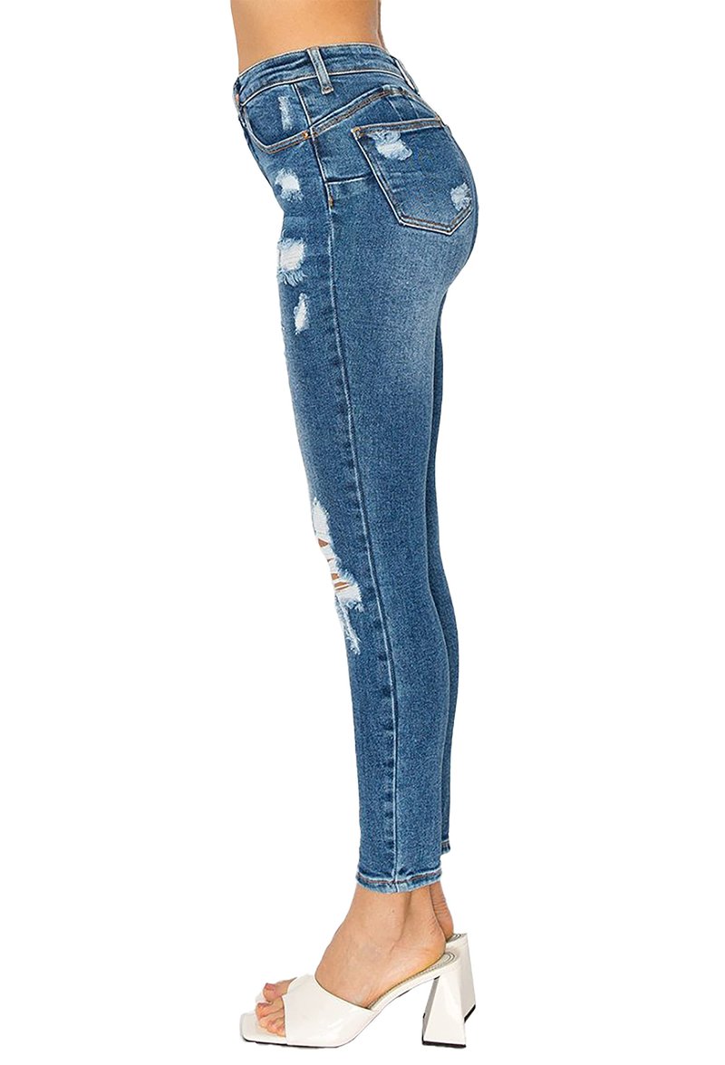 WAX JEAN Women's Butt I Love You Push Up High Rise Skinny Denim Jeans with Rips, Medium, 7
