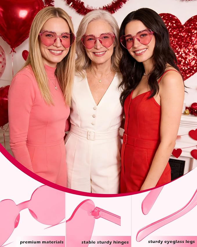 36 Pairs Heart Sunglasses for Women Heart Shaped Sunglasses Bulk Pink Heart Glasses for Party Favor(pink)