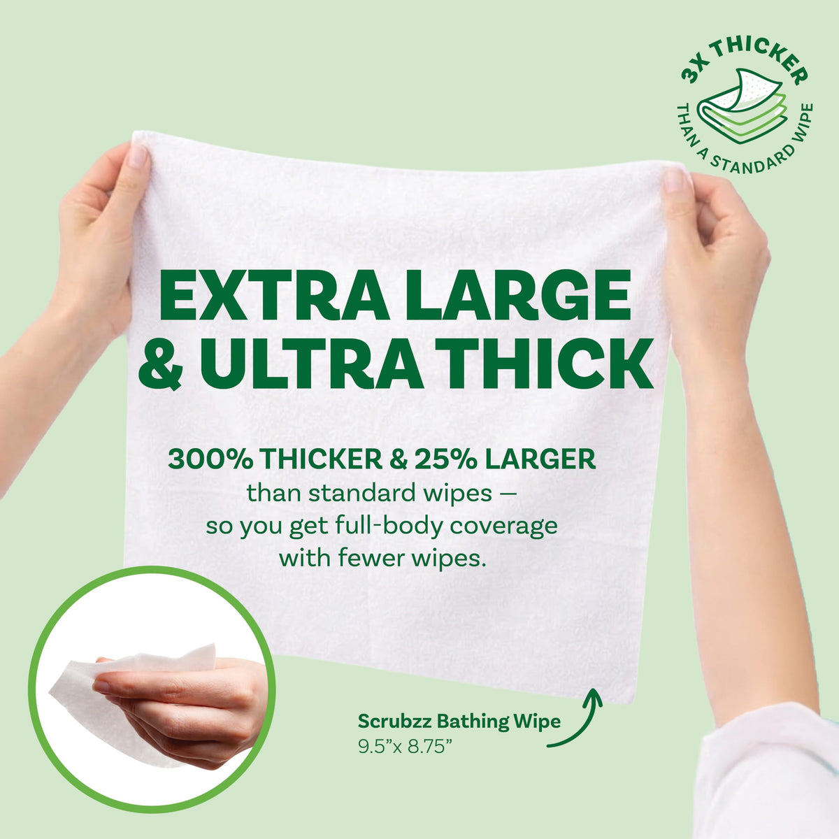 Extra Large Bath Wipes for Adults Bathing No Rinse - 40 Ultra Thick Disposable Body Cleansing Wipes for Men, Women & Elderly - Great for Gym, Camping, Post Surgery - Variety Pack