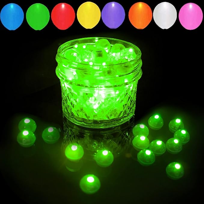 100pcs LED Green Balloon Lights, Round LED Mini Lights for Paper Lantern Balloon Birthday Party Event Indoor Outdoor Wedding Decoration Halloween Christmas Supplies