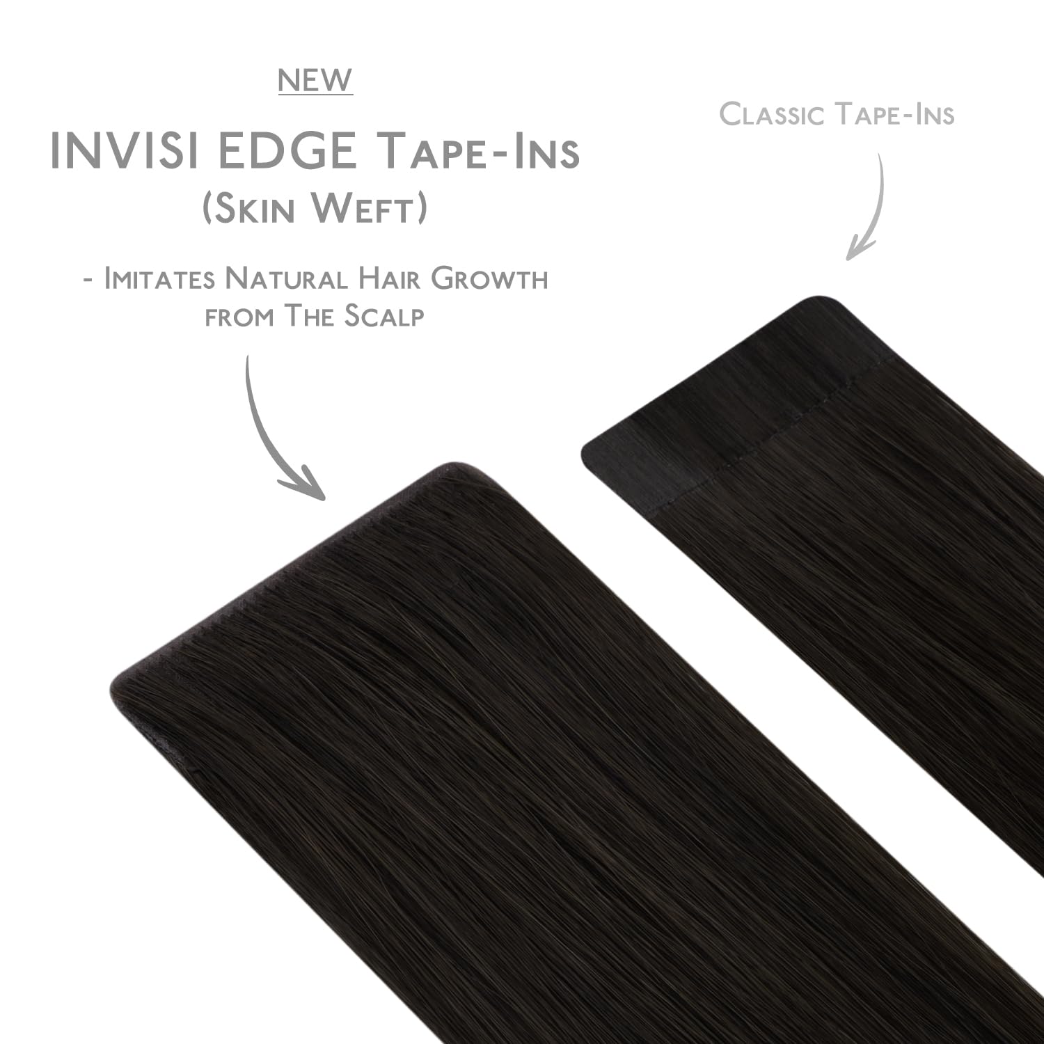 WENNALIFE Invisi Edge Tape in Hair Extensions Human Hair, 22 Inch 30g 10pcs Dark Brown Invisible Luxury Remy Hair Extensions Natural Seamless Injected Tape Ins Straight Extensiones De Cabello Humano