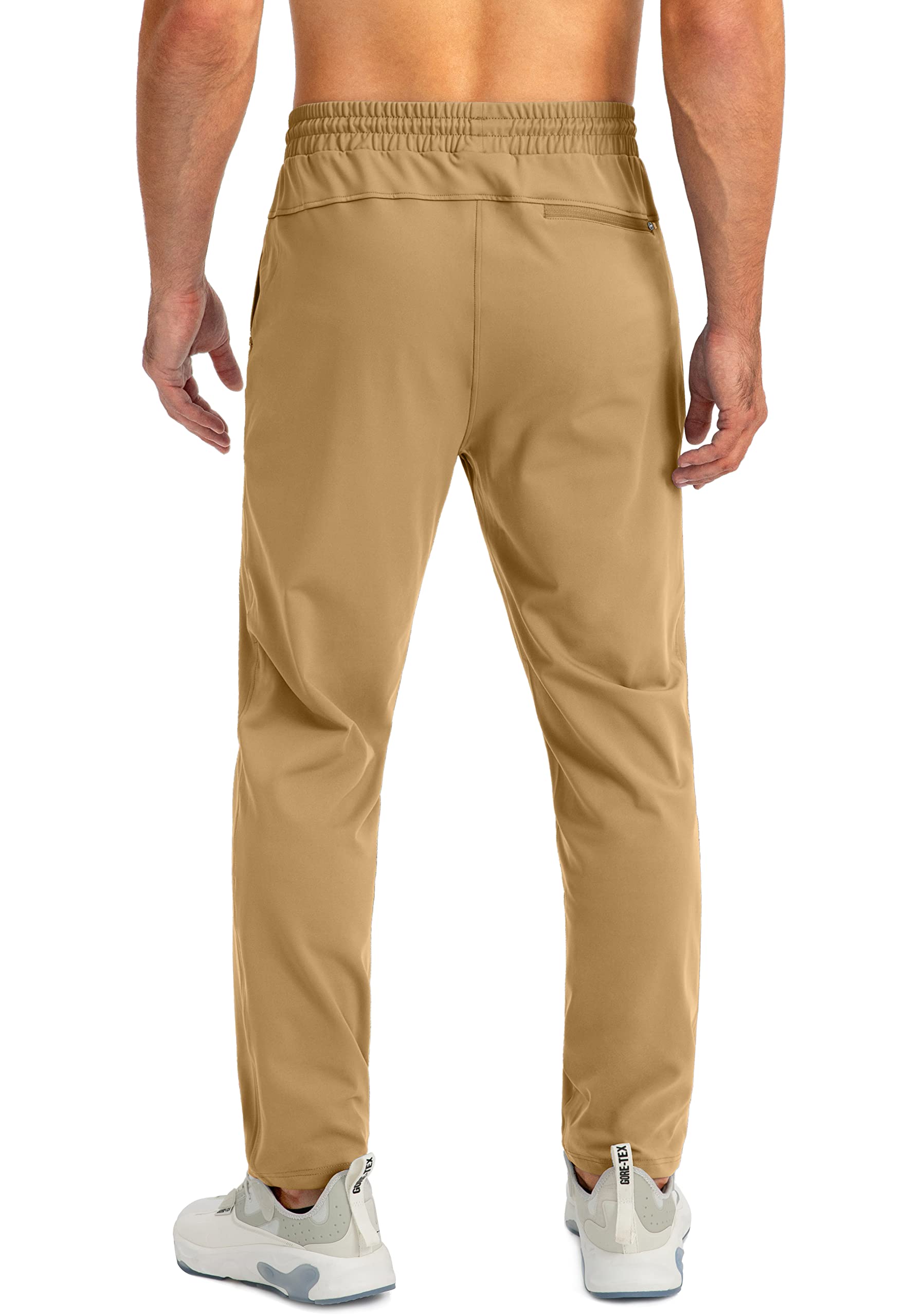 G Gradual Men's Sweatpants with Zipper Pockets Tapered Joggers for Men Athletic Pants for Workout, Jogging, Running (Dark Khaki, Small)