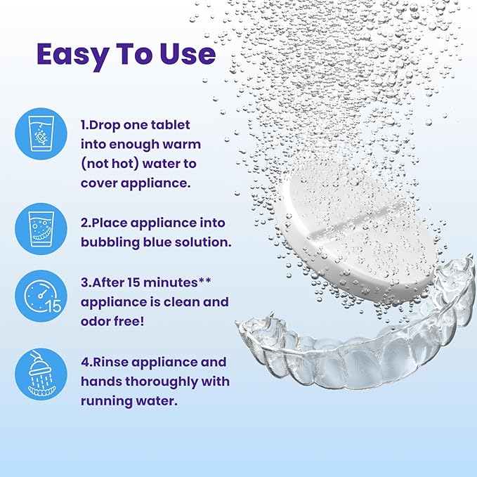 Retainer Brite - Retainer Cleaner Tablets for Invisalign, Mouth Guard Cleaner, Night Guard Cleaner and More. Cleaning Tablets for Ultrasonic Cleaners. 120 Tablets - 4 Month Supply. Made in USA