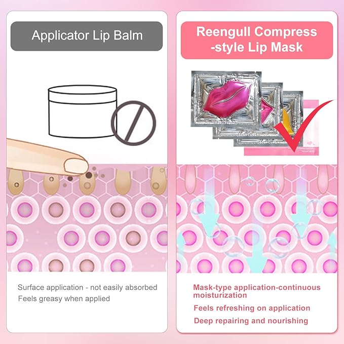 30 PCS Lip Mask Collagen Lip Masks Sheet for Dry Lips, Gel Lip Mask Pack for Remove Dead Skin, Moisturizes and Lightens Lip Lines, Pink