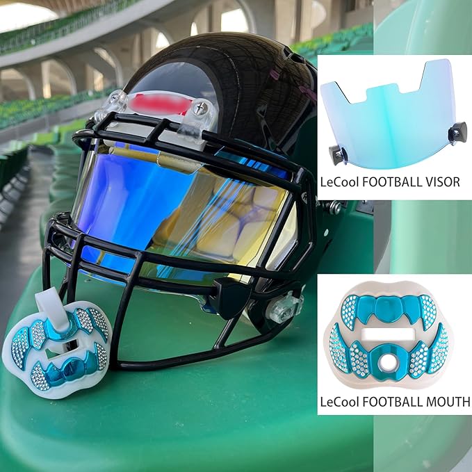 LeCool Football Mouth Guard with Connected Strap- 3D Beast Chrome Adult and Youth Mouth Guard-Mouth Piece for Sports for Maximum Air Flow and Teeth Protection