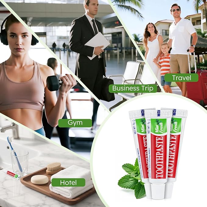 Travel Size Mini 0.176 oz Toothpaste Bulk, Disposable Mint Flavor Pocket Teeth Paste Small Essential Toothpaste for Travel, Home/Hotel/Guests/Charity/Homeless/Camping Oral Care Single Use, 120 Tubes