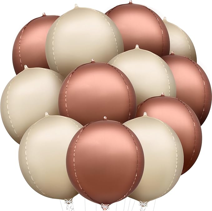 KatchOn, Brown and Cream Balloons Set - 22 Inch, Pack of 12 | Bobo Balloon Brown for Brown Birthday Decorations | Brown Foil Balloons, Boho Decorations for Party | Boho Party Decorations