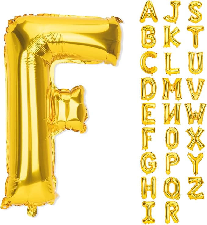 Gold Letter Balloons 40 Inch F Balloon Letters F Alphabet Name Balloons Giant Letters With Straw Big Balloons Foil Gold Balloons For Birthday Party Decorations Wedding Thanksgiving Christmas Balloons