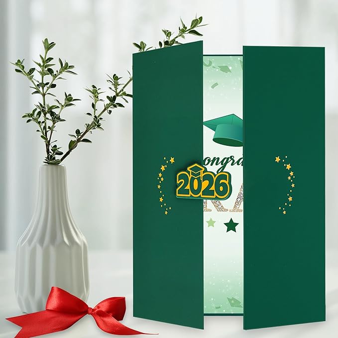 Vlipoeasn 2026 Graduation Guest Book Alternative, Green Gold Class of 2026 Graduation Party Decorations, Graduation Signature Book for 2026 College High School, Unique Graduation Gifts for Friends