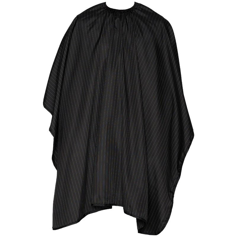 Barber Strong The Barber Cape, Hair Repelling and Static-Reducing Material, Flexible Elastic Neckband for Comfort, Water Resistant Fabric, Oversized for Complete Coverage, Black/White Stripe, 55 x 65"