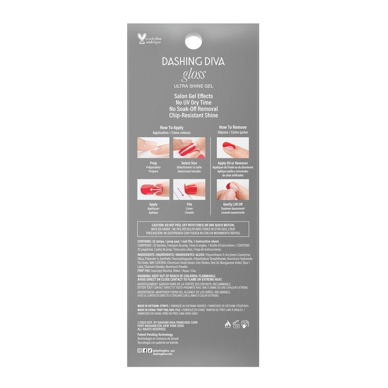 Dashing Diva Gloss Nail Strips - Dad Plaid | UV Free, Chip Resistant, Long Lasting Gel Nail Stickers | Contains 32 Nail Wraps, 1 Prep Pad, 1 Nail File