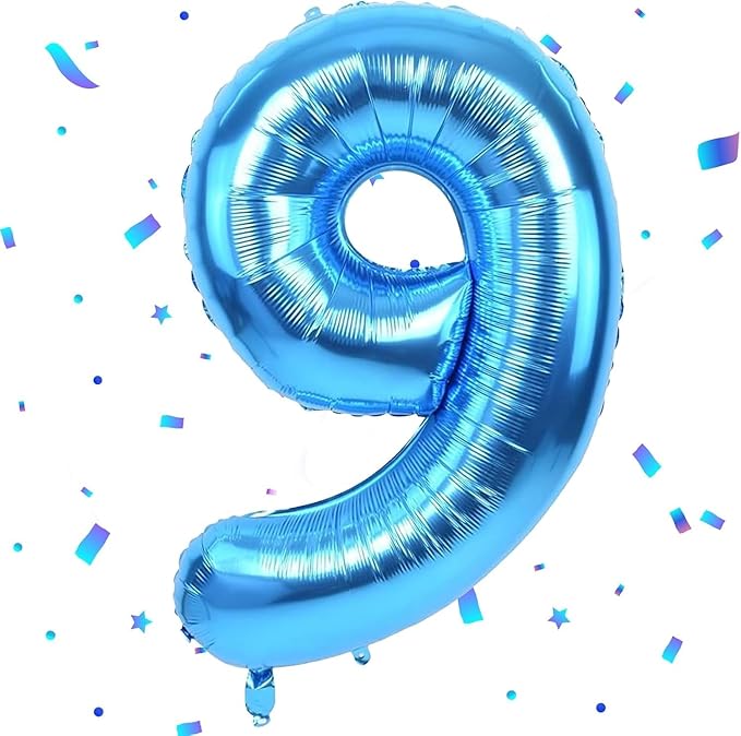 40 inch Blue Number Balloon Giant Foil Helium Balloons Blue Number 9 Balloon for 9th Birthday Party Decorations