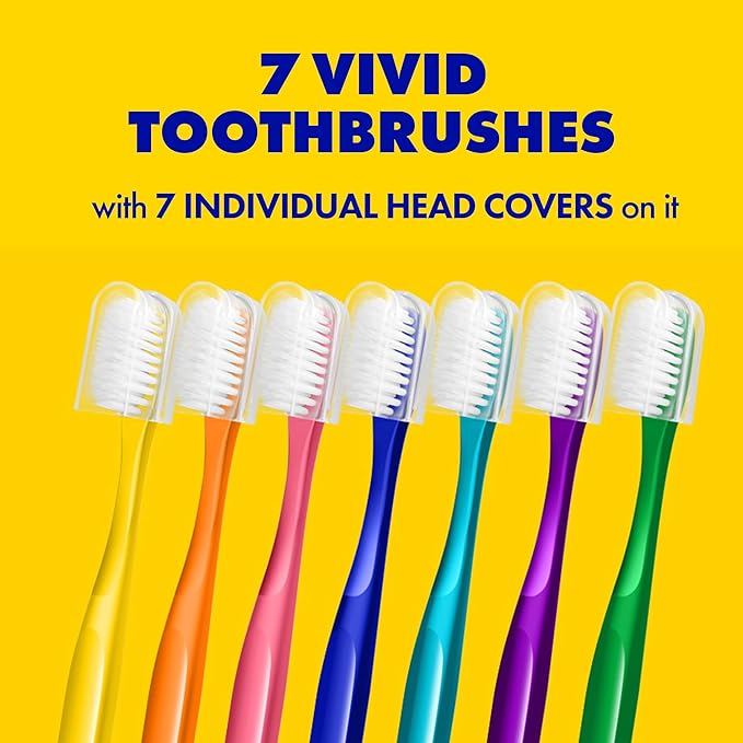 WAY.V Extra Soft Toothbrush Refill for Adults Sensitive Gums and Teeth with Individual Head Covers, 7 Pcs Manual Toothbrushes - Family and Guests - Pink (7 Counts, Soft Bristle)