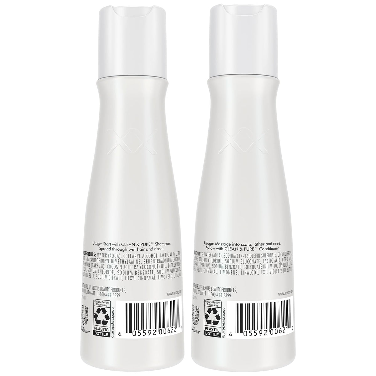Nexxus Travel Shampoo and Conditioner, Clean & Pure – Hair Products with Elastin Protein and Marine Minerals, Sulfate-Free, 3 Oz Ea