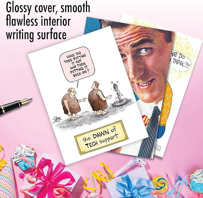 NobleWorks Assortment Pack of 3 Funny Birthday Greeting Cards with Envelopes (3 Designs, 1 Each) Guy Humor VC8100BDG-C1x3