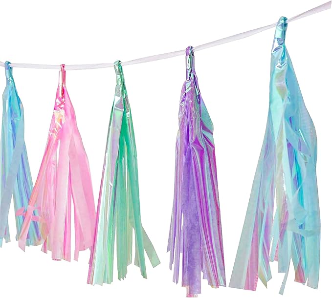 Pastel Tassel Garland – 10FT Multicolor Fringe Banner with 14pcs Tissue Tassels, No DIY Hanging Decoration for Birthday, Baby Shower, Photo Backdrop & Pastel Party Decor