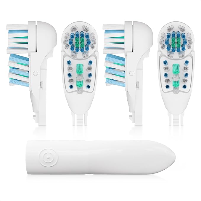 4 Pcs Replacement Tooth Brush Heads with Soft Bristles | Sensitive Toothbrush Heads Compatible with Oral-B 3733 4732 4734 Models – Dual Cleaning Action, Snap-On Design for Daily Oral Care & Cleaning