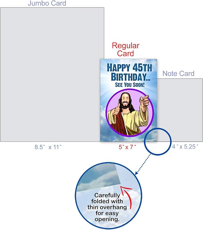 NobleWorks - Funny 45th Birthday Greeting Card - Joking God Humor Milestone, 45 Years Happy Bday Notecard with Envelope (1 Card) - See You Soon 45 C9403MBG
