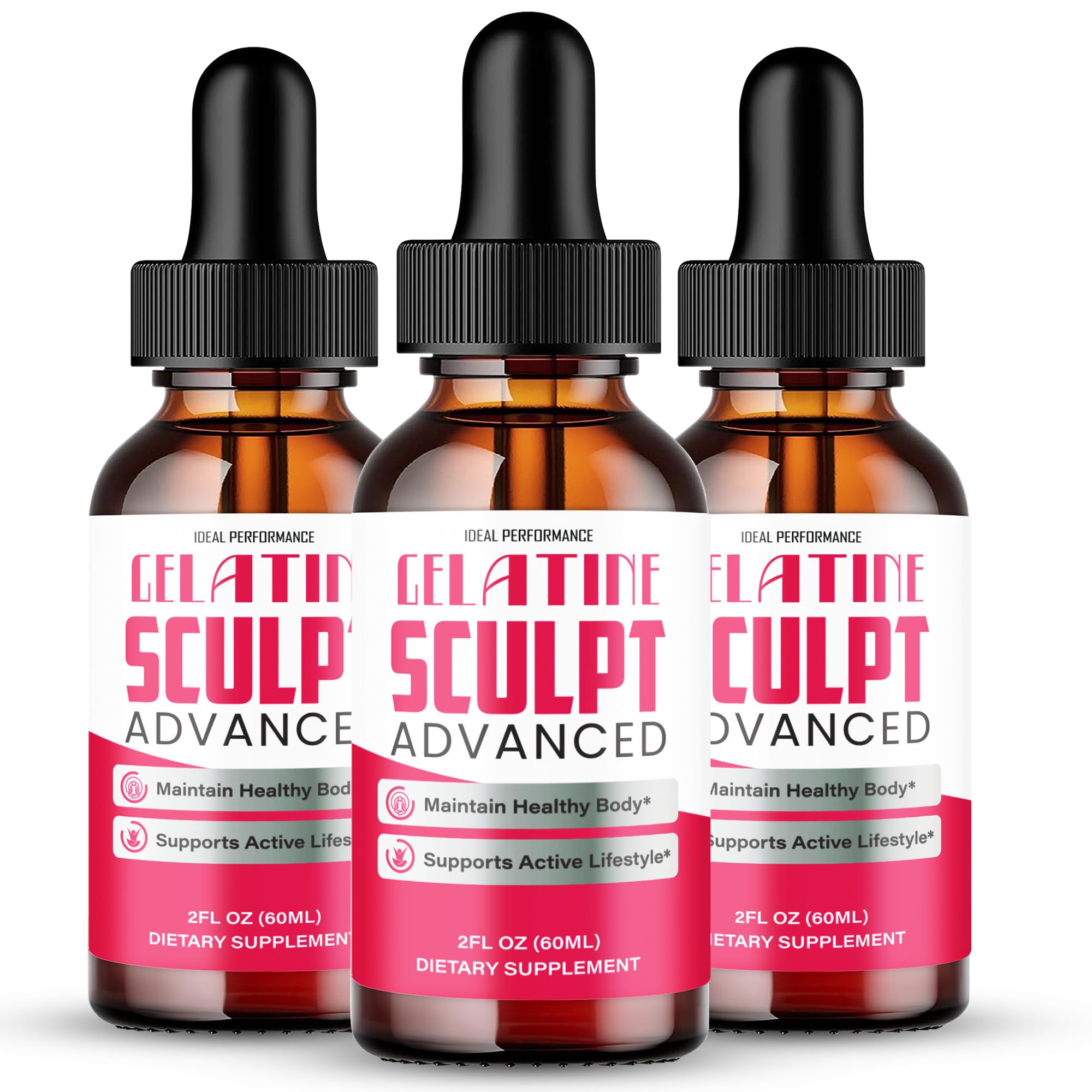 Gelatine Sculpt Drops, Official Gelatine Sculpt Supplement Dropper, All Natural Keto Liquid Droppers, Advanced Formula Sustain Active Lifestyle & Fitness Goals, GelatineSculpt Reviews (3 Pack)