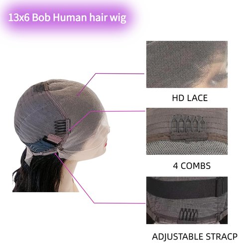8 Inch Chocolate Brown Deep Wave Lace Front Wigs Human Hair 200 Density Glueless Bob Wig Human Hair Pre Plucked Pre Cut 4# Colored Wig 13x6 Hd Lace Front Wigs