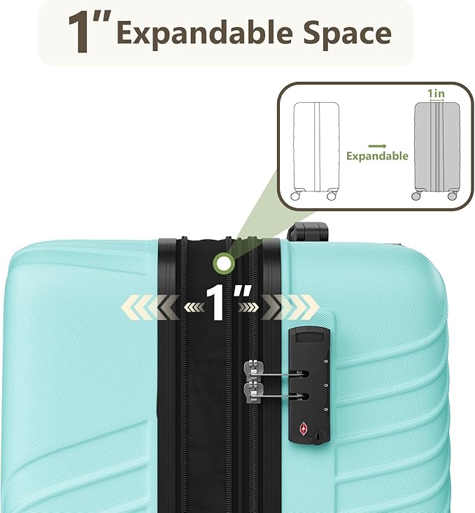 28 Inch Checked Luggage, ABS Hardside Suitcase with Spinner Wheels, TSA Security Lock, Lightweight Large Luggage for Women, Men, Expandable Travel Suitcase for Business, Road Trips & Family Vacations