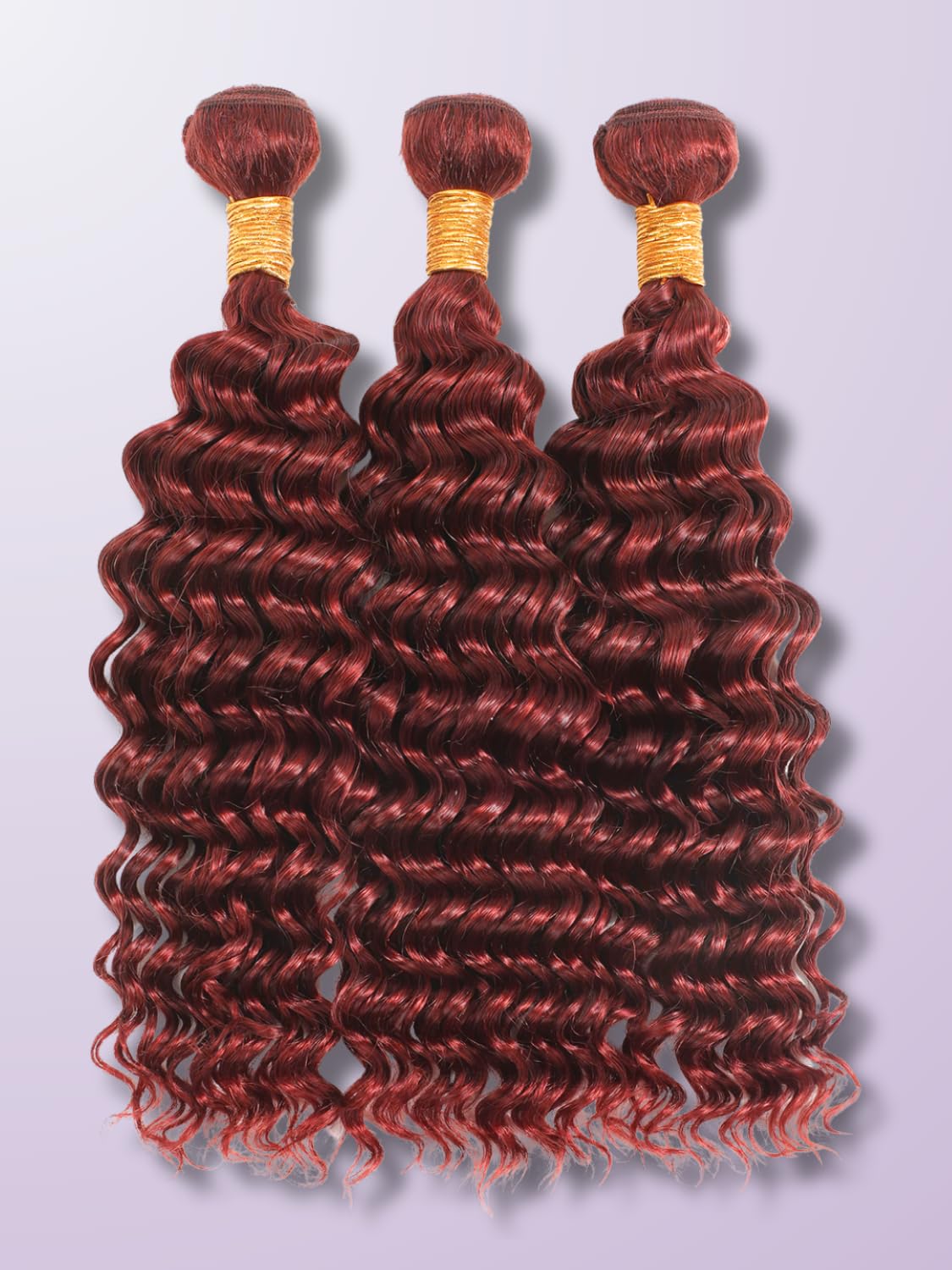 AUROO Reddish Brown Curly Human Hair, Thick Track Auburn Copper Red Colored Deep Wave Single Bundles 12A Weave Curly Bundles 100% Virgin Human Hair Remy Sew in 12 inch