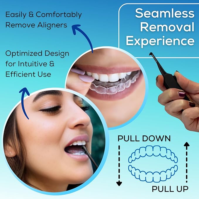 Clear Aligner & Retainer Remover Tool – Compact, Retractable Tool for Invisalign, Nightguards, Retainers & Veneers – Ergonomic Design for Easy Removal (NOIR) – Ideal for Gifting