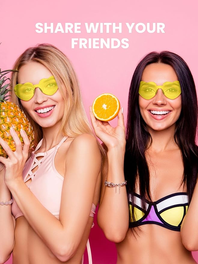Weewooday 40 Pairs Heart valentines Glasses Rimless Heart Shaped Frameless Sunglasses Transparent Sunglasses Tinted Eyewear
