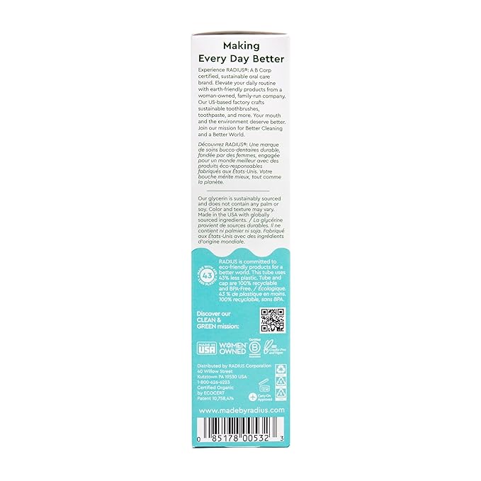 Toothpaste, USDA Organic Mint Aloe Neem, 3 oz, pack of 3