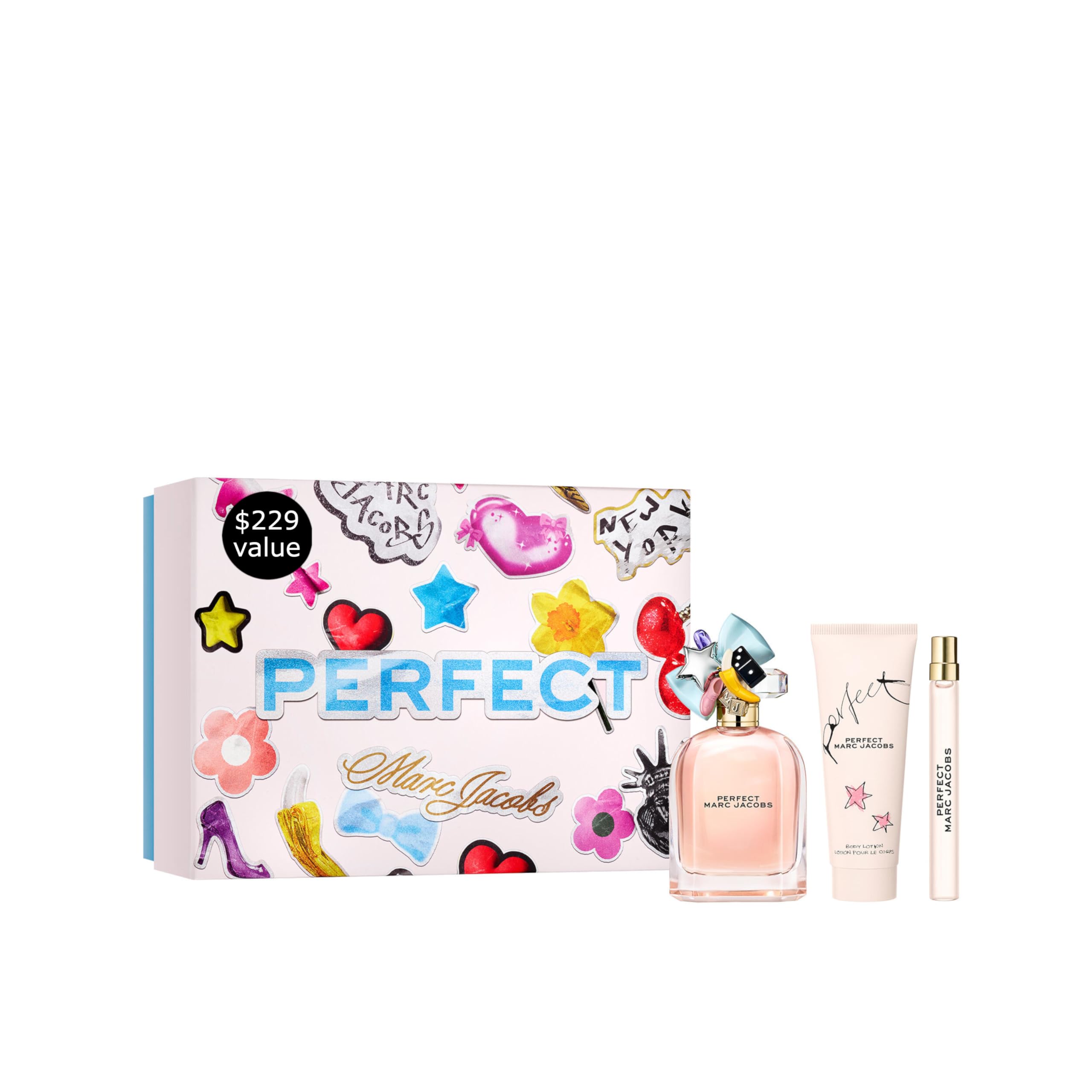 Marc Jacobs Perfect Eau de Parfum 3-Piece Gift Set ($229 value) -EDP 3.3oz, Body Lotion 2.5oz, Travel Spray 0.33 oz– With Notes of Rhubarb, Daffodil - Floral Women's Perfume