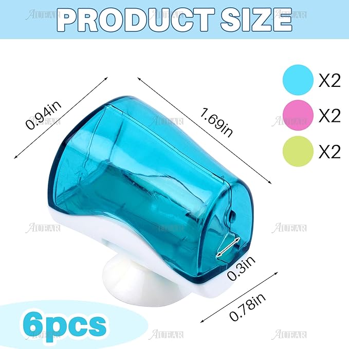 AUEAR, 6 Pack Toothbrush Holder with Suction Cup Toothbrushed Head Covers Caps Protector Case Box for Bathroom Wall Mirror Home Outdoor Travel