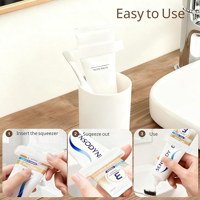 4-Pack Toothpaste Squeezer – PP Toothpaste Tube Squeezers, Toothpaste Dispenser & Tube Squeezer Tool for Bathroom, Works with Creams, Cosmetics in Tubes