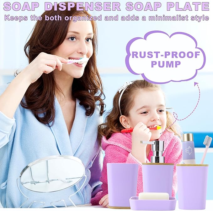 24PCS Bathroom Sets with Shower Curtain and Rugs,Bathroom Sets with Extra Soft and Absorbent Bath Rugs Purple Shower Curtain Set