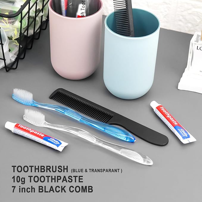 50 Pack Disposable Toothbrushes with Toothpaste and Comb for Homeless Individually Wrapped,10g Travel Toothpaste,7inch Black Hair Comb, Bulk Toothbrush for Hotel,AirBnb,Shelter,Charity