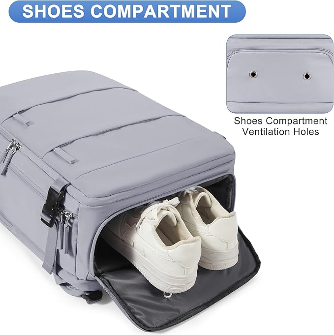 Grey Travel Backpack - Carry On Flight Approved Mochila De Viaje Personal Item - Large Backpack for Men & Women - 18x14x8 Inches