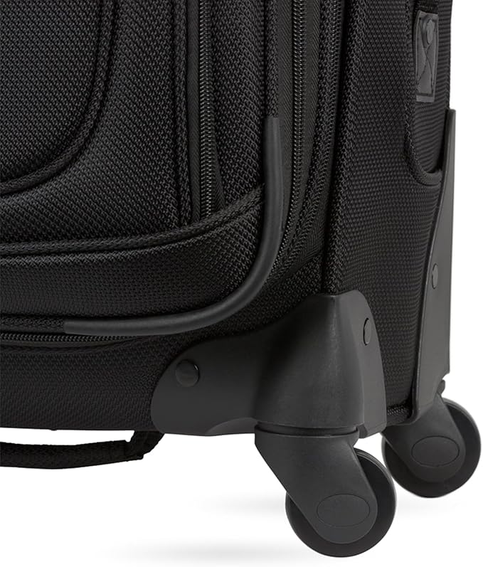 SWISSGEAR Sion Softside Expandable Spinner Luggage Durable Lightweight Travel Suitcase, Black, Checked-Large 29-Inch