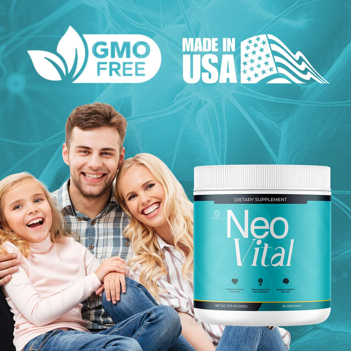 (3 Pack) Neo Vital - Official NeoVital Powder Advanced Premium Formula with All Natural Ingredients Maximum Strength, Neo Vital Memory Powder for Brain Health Wellness, 180 Servings for 3 Months