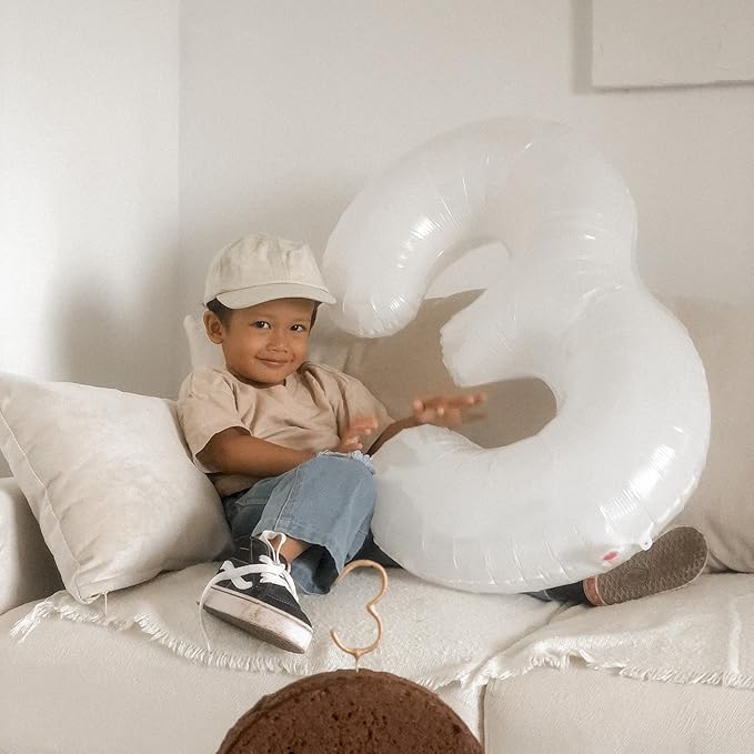 White Number 1 Balloon for First Birthday 40 Inch, 1st One Number Balloons Birthday Decorations for Girl Boy Toddler Baby