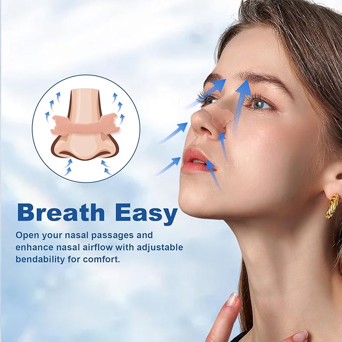 30Ct Nasal Strips for Breathing - Sleep Nose Strips for Snoring, Instant Reduces Nasal Congestion for Better Sleep, Drug Free, Anti Snoring Nose Tape for Men & Women