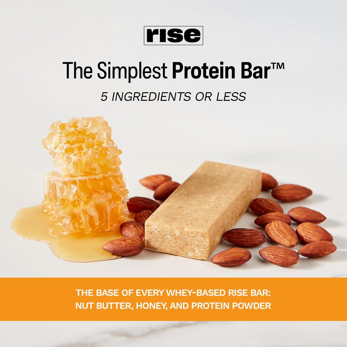 Rise Breakfast Whey Protein Bars Almond Honey, 18g Protein, 2.01 oz (12 Pack)