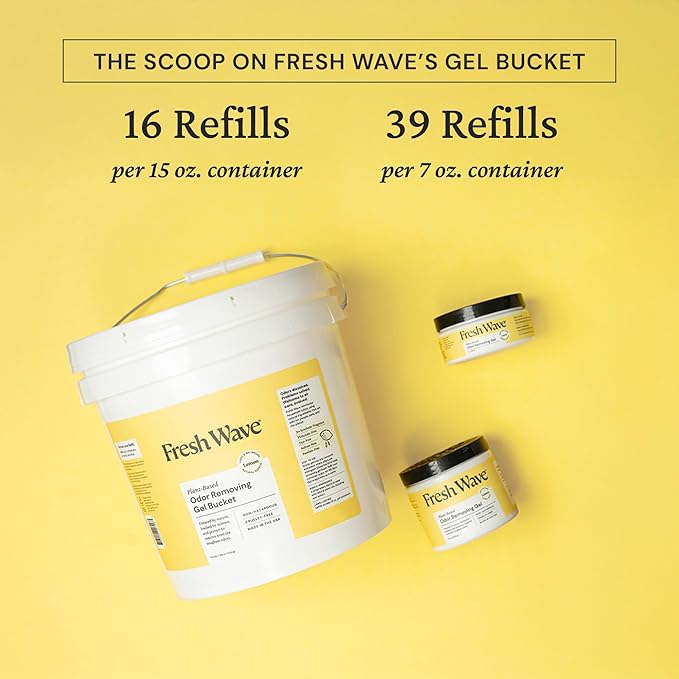 Fresh Wave Odor Removing Gel Bucket, 15.5 lb. (248 oz.) | Lemon Scent Refill | Odor Absorbers for Home | Safer Odor Relief | Natural Plant-Based Odor Eliminator | For Cooking, Trash & Pets