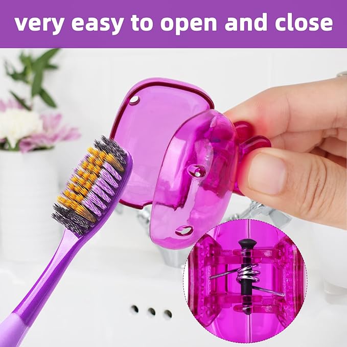 Waenerec 6 Pack Toothbrush Covers Portable Toothbrush Protector Coverings Clips Travel Protector Plastic Brush Pod Protection Clip Case Tooth Brush Covers for Kids Bathroom Home Travel Supplies